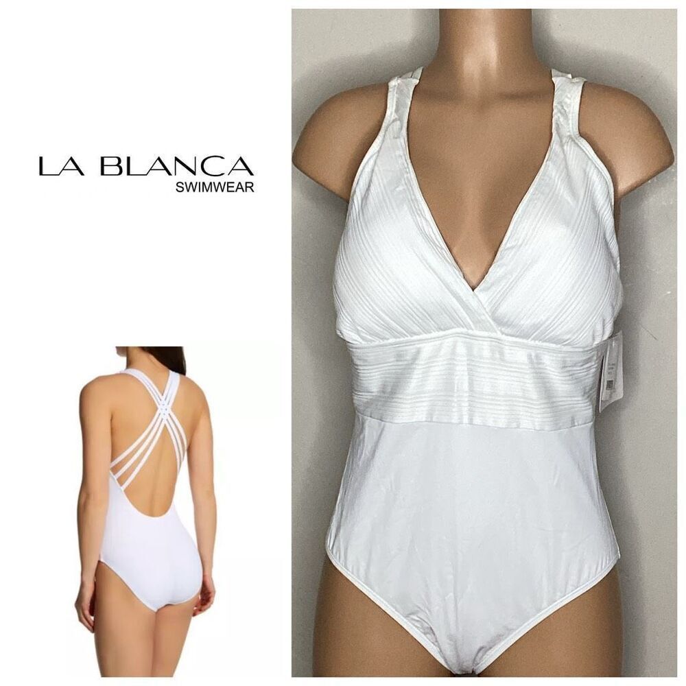 New La Blanca white one piece swimsuit. Size 16. Retails $130